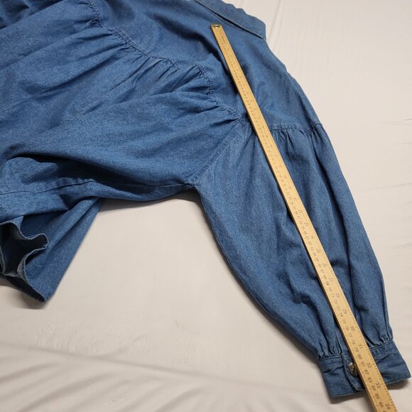 Vintage Gitano Denim Top Jean Shirt Womens 20W Heart Metal Buttons Long Sleeve - Picture 15 of 15